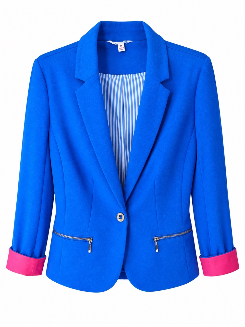 Candie's Bright Blue Blazer with Pink Cuff Trim